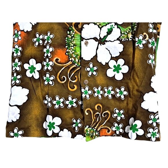 Vintage 1960s Hawaiian Aloha Shirt Sz M Made in Hawaii Metal Coin Buttons Habisc - Picture 6 of 9